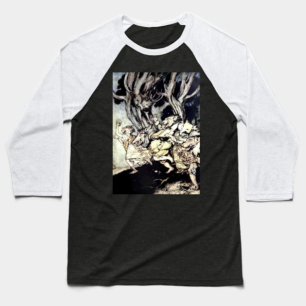 Riotous Noise - Arthur Rackham Baseball T-Shirt by forgottenbeauty